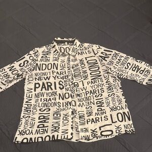 Chic Black and White Graphic Women's Blouse